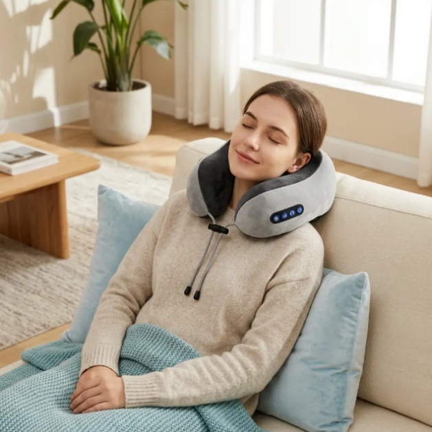 Novelya U-Shape Travel Neck Pillow — Heated Kneading & Vibration Massage