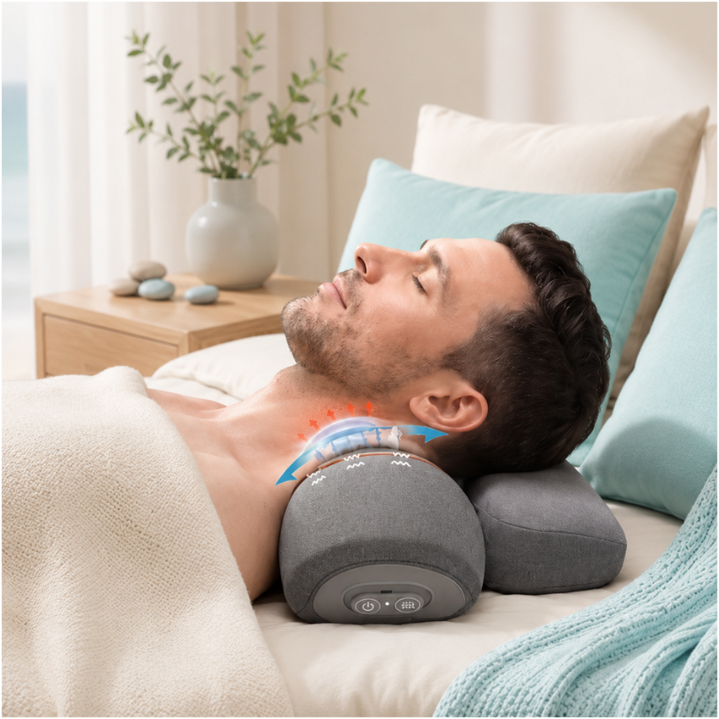 Novelya 3-in-1 Neck Comfort Pillow — Heated Massage & Traction Support