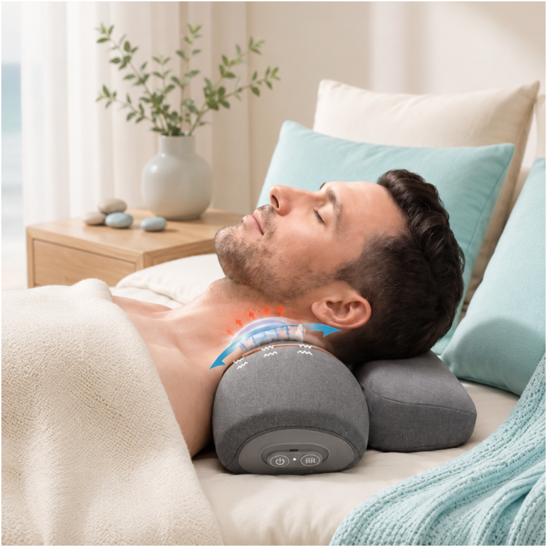 Novelya 3-in-1 Neck Comfort Pillow — Heated Massage & Traction Support